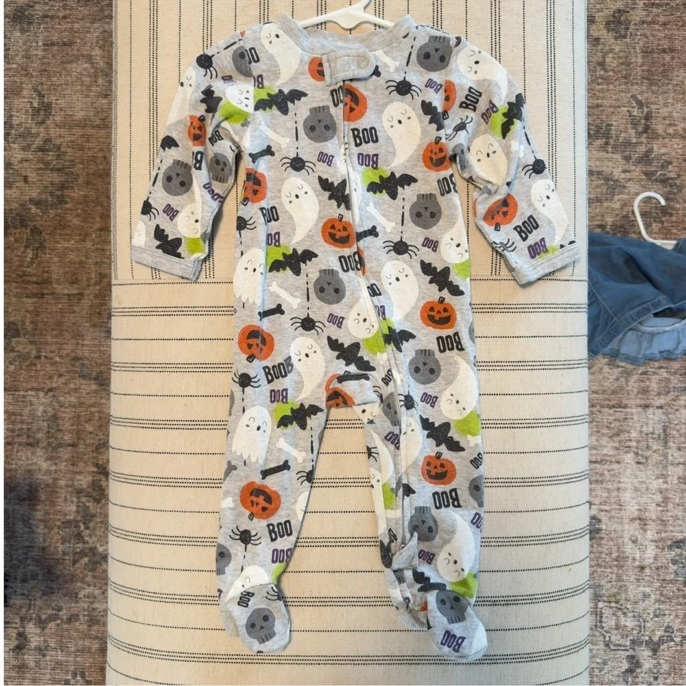 Halloween Boo Zip Up Footed Pajama Onesie